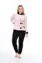 Women's Powder soft soft high quality fabric embroidery detailed pajamas set - 2