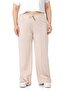 Large Size Elastic Waist and Rope Drawstring Ribbed Stitching Wide Leg Beige Trousers
