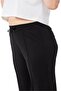 Large Size Elastic Waist and Rope Drawstring Ribbed Stitching Wide Leg Black Trousers - 4