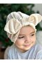 Luxury Velvet Women's Children's Stringed Knotted Adjustable Bow Hair Cap Scarf Cream