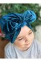 Luxury velvet female child wire-knot adjustable bow hair cap scarf petrol green blue