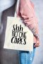 No One Cares Written Fun Themed Printed Organic a Quality Raw Cloth Bag (Cream Color)