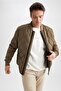 Slim Fit College Collar Bomber Lined Coat