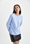 Relax Fit Crew Neck Cashmere Textured Extra Soft Sweater - 6