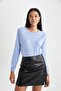 Relax Fit Crew Neck Cashmere Textured Extra Soft Sweater