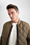 Slim Fit College Collar Bomber Lined Coat - 5