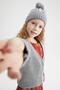 Girl's Regular Fit V-Neck Knitwear Cardigan - 4