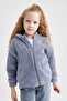 Girl's Hooded Plush Cardigan with Soft Fuzzy Inside - 3