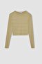Fitted Crew Neck Striped Long Sleeve T-Shirt Y9401Az22Au - 7