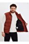 Z01358 Men's Oversize Snap Fastener Men's Velvet Inflatable Vest Brown - 5