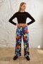 Women's Wide Leg Pocket Elastic Waist Meter Printed Seasonal Sweatpants - 3