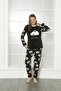 Women's Winter Pajama Set, soft/fleece/welsoft, crew neck, embroidery, printed set, dark green - 2