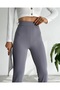 Women's Black High Waist Flared Leg Scuba Diving Fabric Tights Trousers - 3