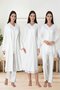 Women's Ecru Lace Long Sleeve Cotton Maternity Maternity Dressing Gown Pajamas Set Nightgown Set - 3