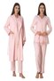 Women's Pink Design Lacy Cotton Maternity Maternity Dressing Gown Pajamas Set 3 Pieces - 3