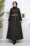 Button Detailed Dress Khaki 19166 - 3