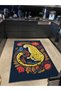 Navy Blue Themed Surrealist Leopard and Flower Patterned Creative Modern Decorative Carpet 2010 - 2