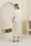 Women's Beige Knitwear Fabric Dress Sweater Set - 5