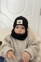 Unisex Black (1-5 YEARS) Ribbed 100% Cotton Beanie Neck Collar Set (LATITUDE PRICE) - 4