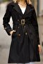 Women's Black Buttoned Water-Repellent Belted Trench Coat with Belted Sleeves - 8