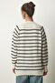 Women's Bone Black Buttoned Lapel Striped Knit Sweater LX00040 - 7