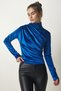 Women's Blue Gathered Collar Stylish Velvet Blouse FF00144 - 3