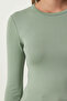 Women's Green Crew Neck Saran Knitted Blouse UB00207 - 5