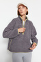 Gri Peluş Örme Spor Sweatshirt THMAW23SW00021