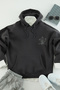 Antrasit Oversize/Geniş Kesim Kapüşonlu Çiçek Baskı İçi Polar/Sıcak Tutan Sweatshirt TMNAW24SW00100 - 2