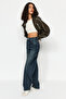 More Sustainable Koyu Mavi Yıkama Efektli Bol Kesim Yüksek Bel Loose Baggy Jeans TWOAW24JE00308 - 8
