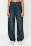 More Sustainable Koyu Mavi Yıkama Efektli Bol Kesim Yüksek Bel Loose Baggy Jeans TWOAW24JE00308 - 9