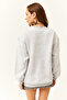 Women's Gray Melange Crew Neck Basic Oversize Sweatshirt - 7