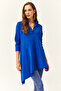 Women's Cobalt Blue Shirt Collar Asymmetrical Tunic - 4