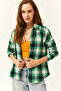 Women's Green Yellow Plaid Lumberjack Shirt - 2