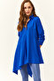 Women's Cobalt Blue Shirt Collar Asymmetrical Tunic - 2