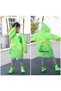 Green Color Unisex Children's Raincoat - Hooded and Animal Figures - 5