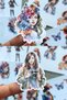 4 Sheets Girl Sticker Watercolor Flower Colorful Sticker