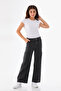 Loose Cut Girl's Jeans with Cargo Pockets