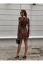 Long Sleeve V-Neck Leopard Print Dress - 7