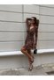Long Sleeve V-Neck Leopard Print Dress - 2