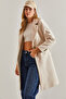Women's Beige Single Button Belted Lined Cashmere Coat 60031026 - 2