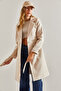 Women's Beige Single Button Belted Lined Cashmere Coat 60031026