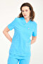 Lycra Scrubs Baby Blue Envelope Collar Doctor Nurse Jersey Single Top - 4