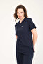 Lycra Scrubs Navy Blue Envelope Collar Doctor Nurse Uniform Set Unisex - 2