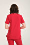 Lycra Scrubs Red Envelope Collar Doctor Nurse Uniform Unisex - 3