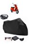 Vespa LX 150 3V i.e Rear Bag Compatible Black Motorcycle Tarpaulin Waterproof Durable Fabric