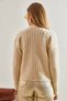Women's Beige Hair Braided Buttoned Knitwear Cardigan 20234224 - 5