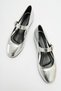CLARA Silver Metallic Round Shape Buckle Casual Ballerina Women's Shoes - 3