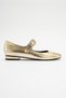 CLARA Gold Metallic Round Shape Buckle Casual Ballerina Women's Shoes - 6