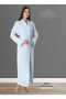 Women's Blue Design Cotton Long Belted Dressing Gown